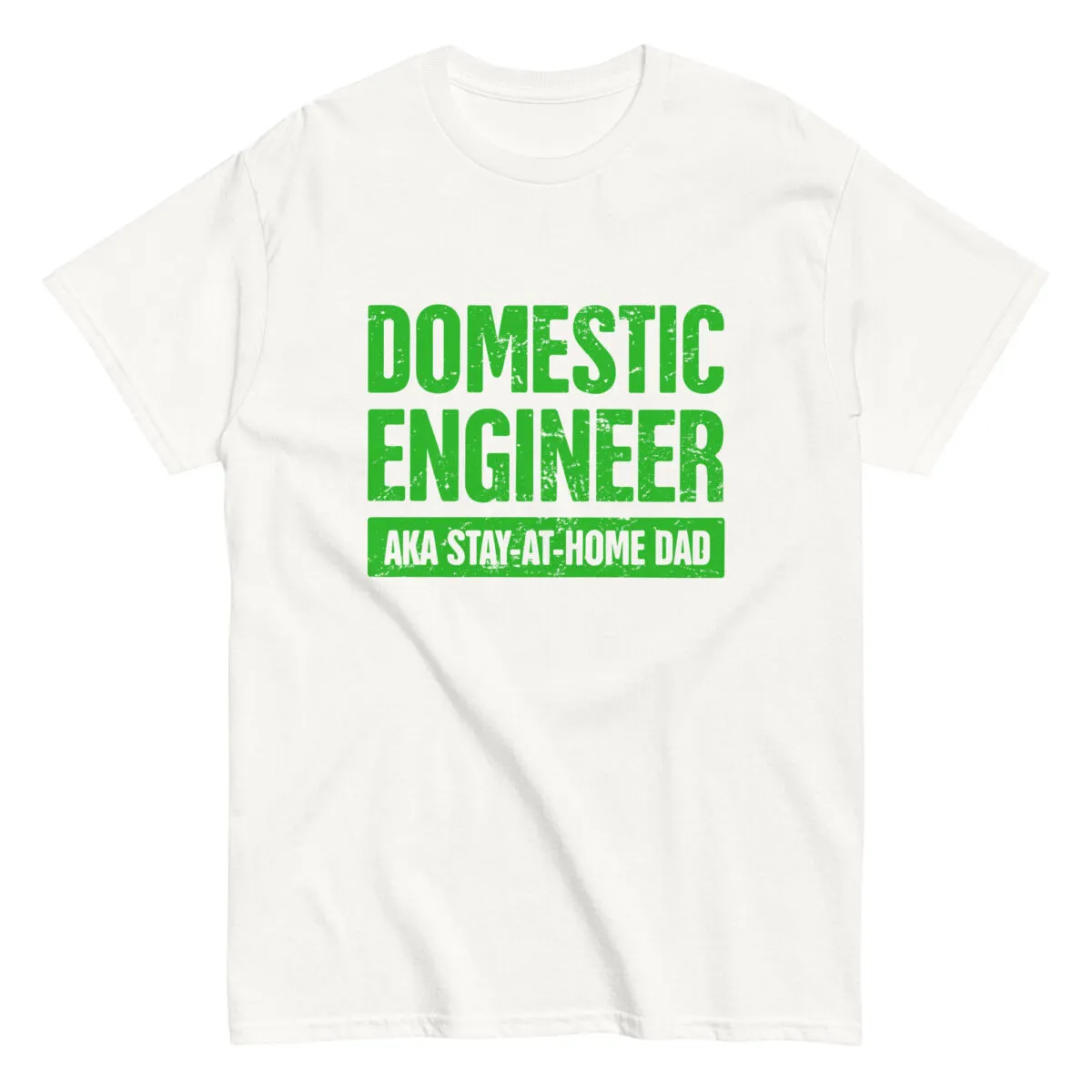 White t-shirt with 'Domestic Engineer' print