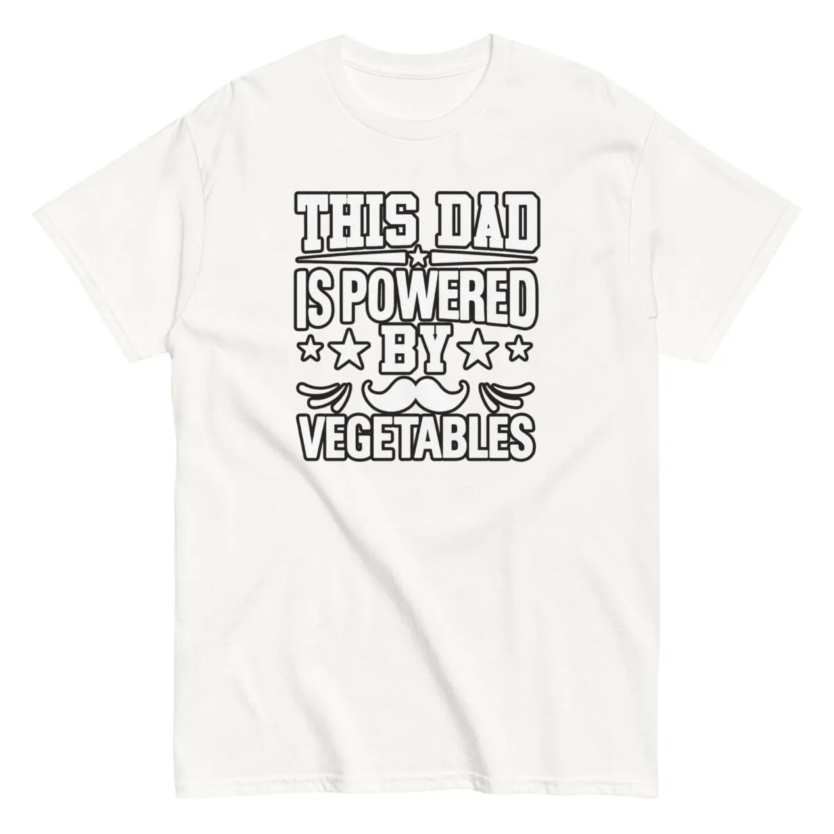 T-shirt with 'This Dad is Powered by Vegetables'