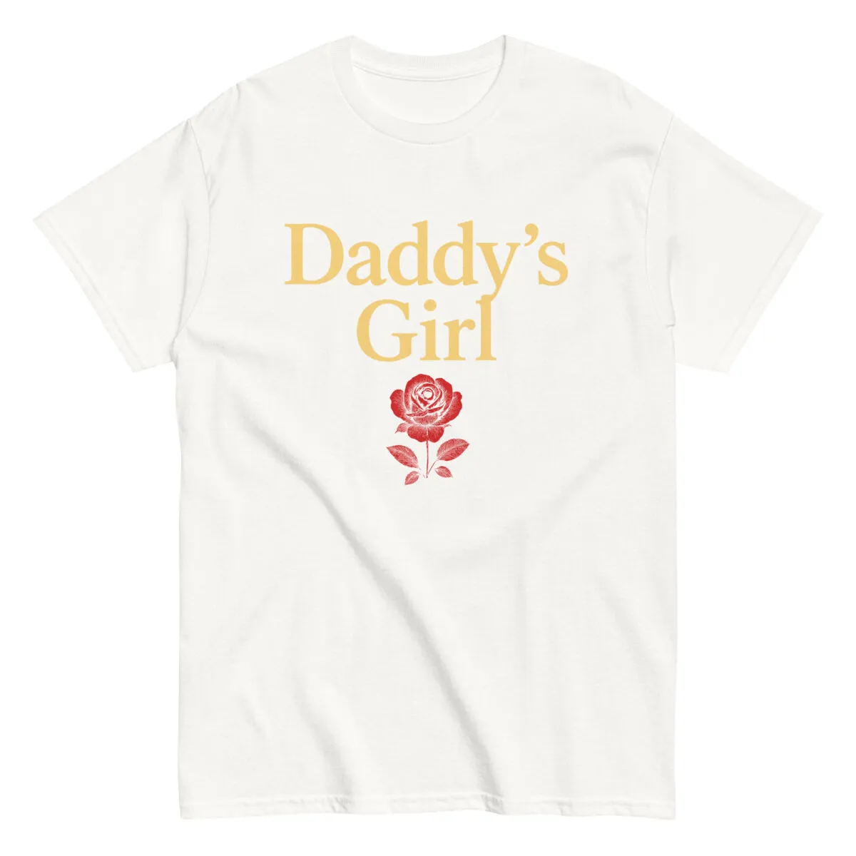 White T-shirt with 'Daddy’s Girl' and red rose