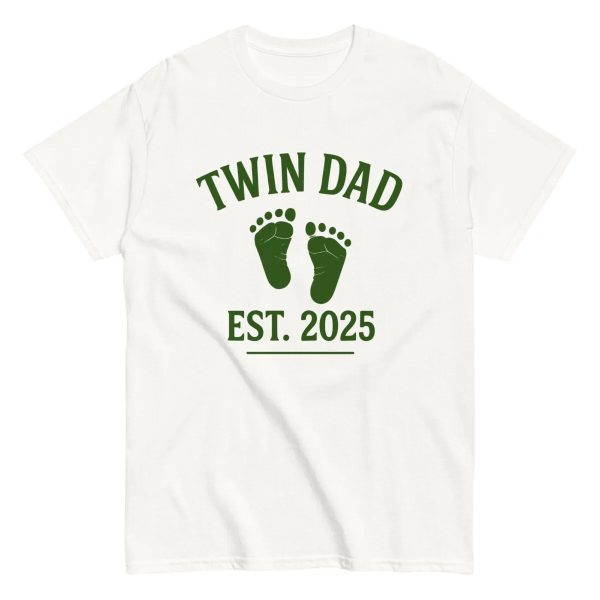 Twin Dad Est. 2025 T-shirt with footprints