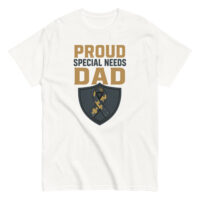 Proud special needs dad T-shirt with puzzle ribbon.