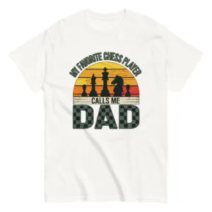 Chess-themed dad t-shirt with sunset design