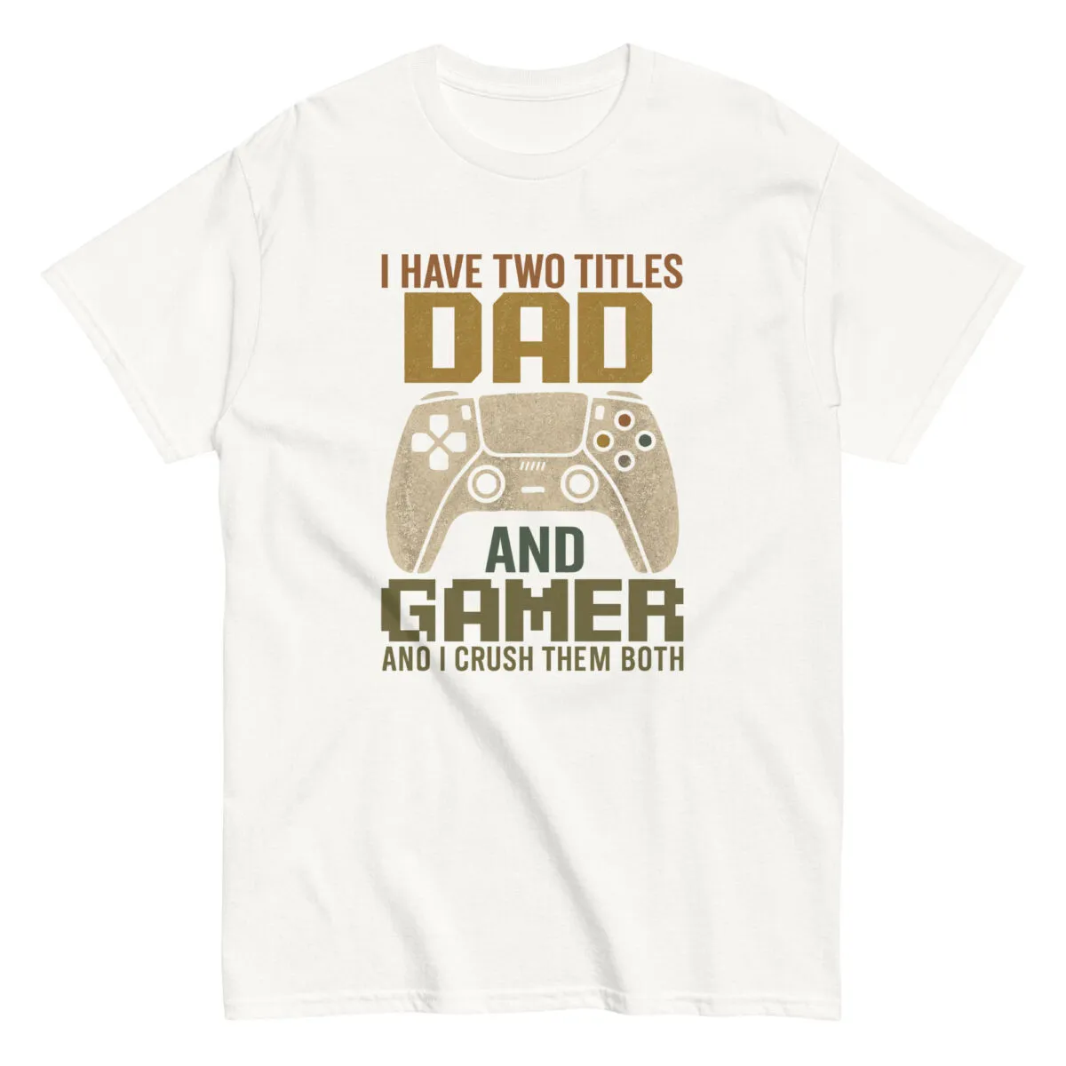 T-shirt with dad and gamer controller design.