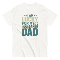 T-shirt with gamer dad message and graphics.