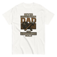 Dad woodworking skills shirt, saw and hammer graphic.