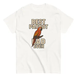 T-shirt with 'Best Parrot Dad Ever' design.