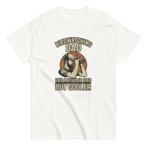 Birdwatching dad t-shirt with binoculars illustration.