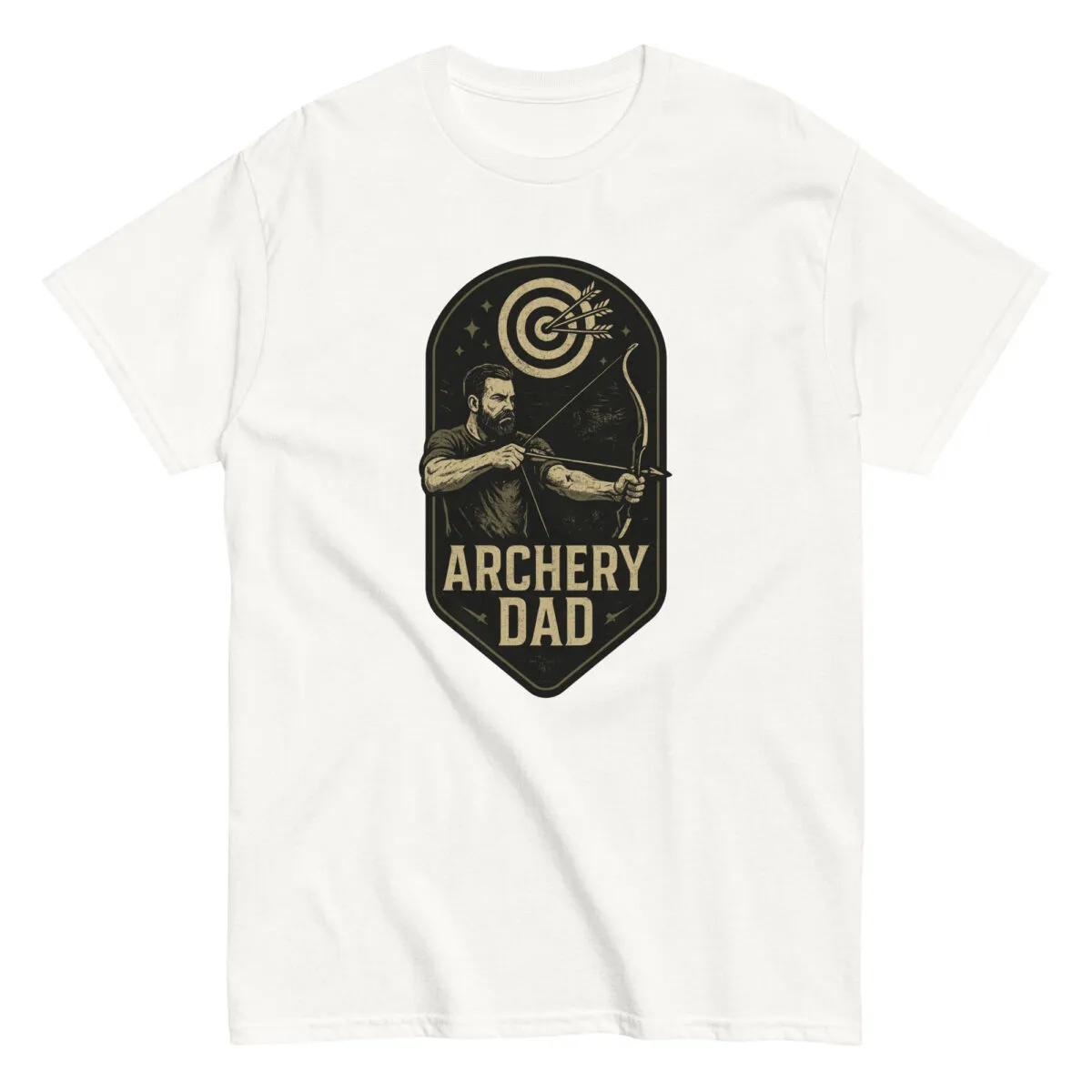 Archery Dad t-shirt with bow and target design.