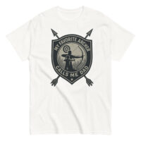 Archery-themed t-shirt with silhouette design and text.