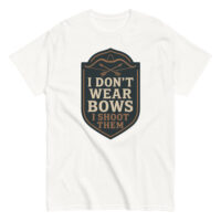 Funny archery-themed t-shirt with bow design.