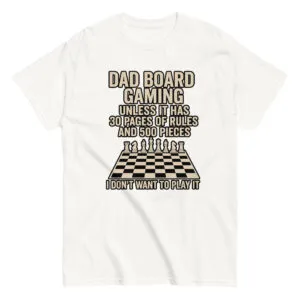 Dad board gaming t-shirt with funny chess design.