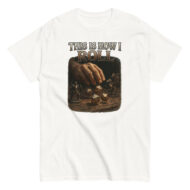 Dice-themed shirt with 'This is How I Roll' slogan.
