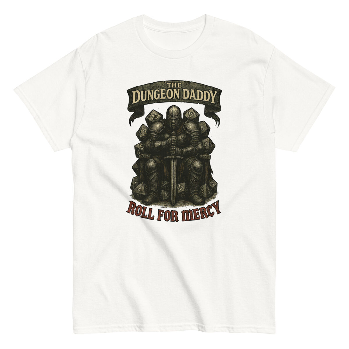 Dungeon Daddy T-shirt with knight design.