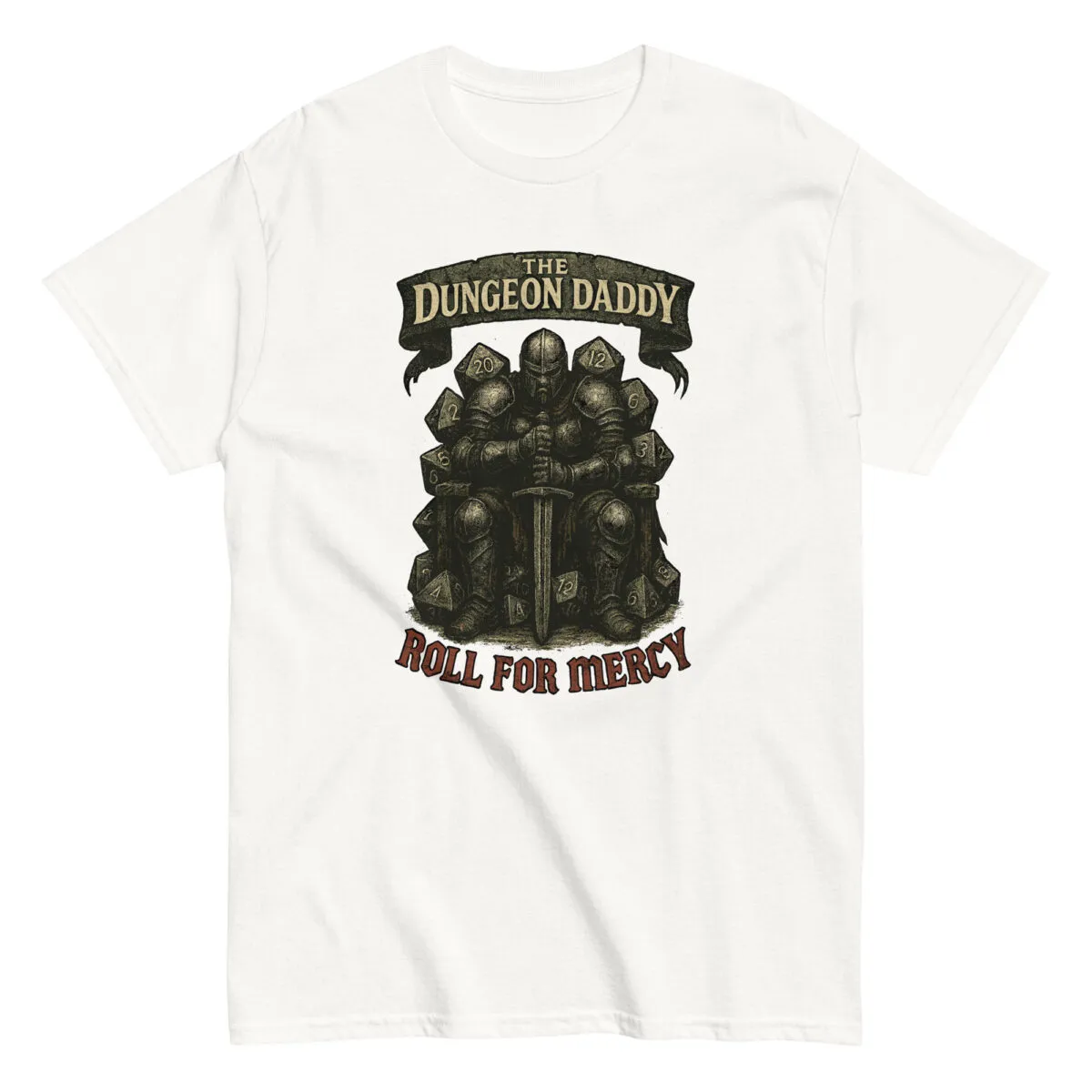 Dungeon Daddy T-shirt with knight design.