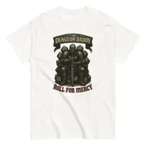 Dungeon Daddy T-shirt with knight design.
