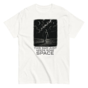 Astronaut t-shirt with 'needs space' text design.