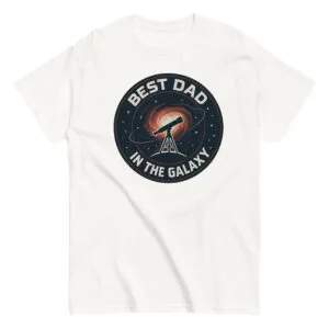 T-shirt with 'Best Dad in the Galaxy' design.
