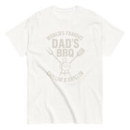 White T-shirt with 'Dad's BBQ' grill design