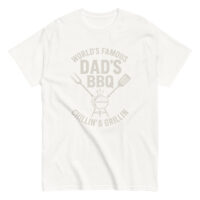 White T-shirt with 'Dad's BBQ' grill design