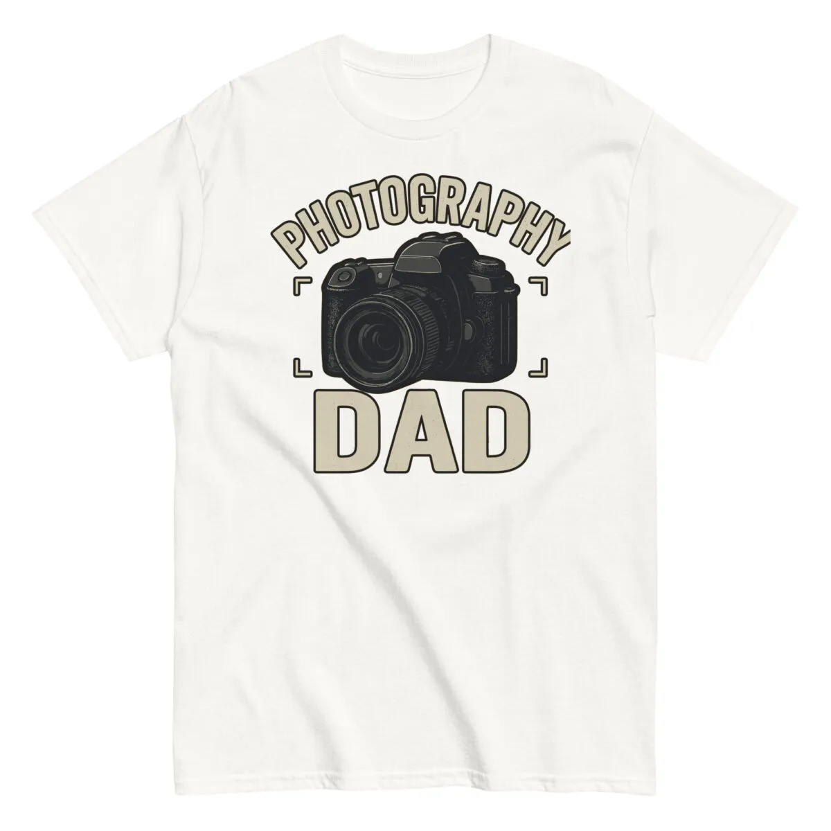 Photography Dad T-shirt with camera graphic design.