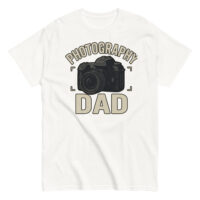 Photography Dad T-shirt with camera graphic design.