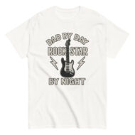 T-shirt with guitar, dad by day message.