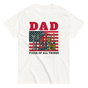 Dad t-shirt with tools and flag design.