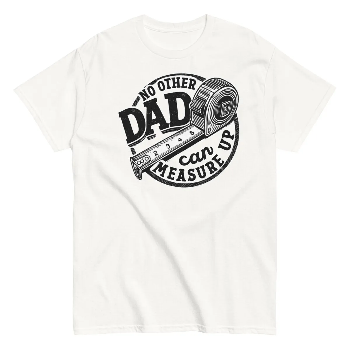 White shirt with 'No Other Dad' tape design.