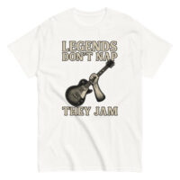 T-shirt with guitar and phrase 'Legends Don't Nap'