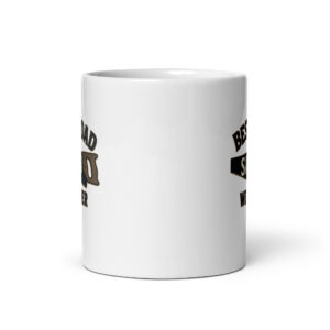 White mug with funny dad woodworking design