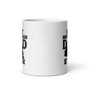 White mug with dad-themed text design