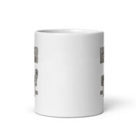 White mug with engraved audio equipment icons
