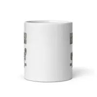 White mug with engraved audio equipment icons
