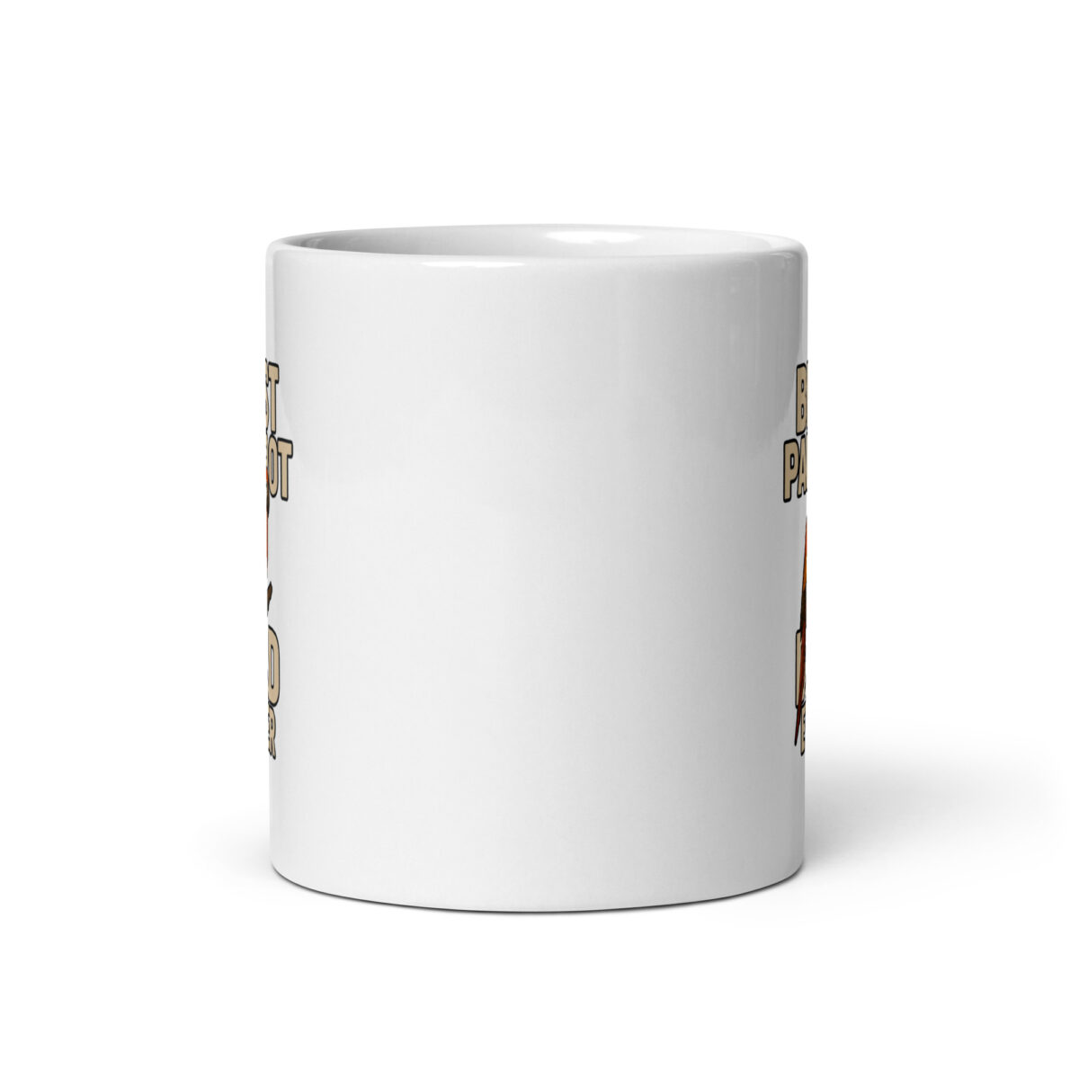 White mug with partial text and design