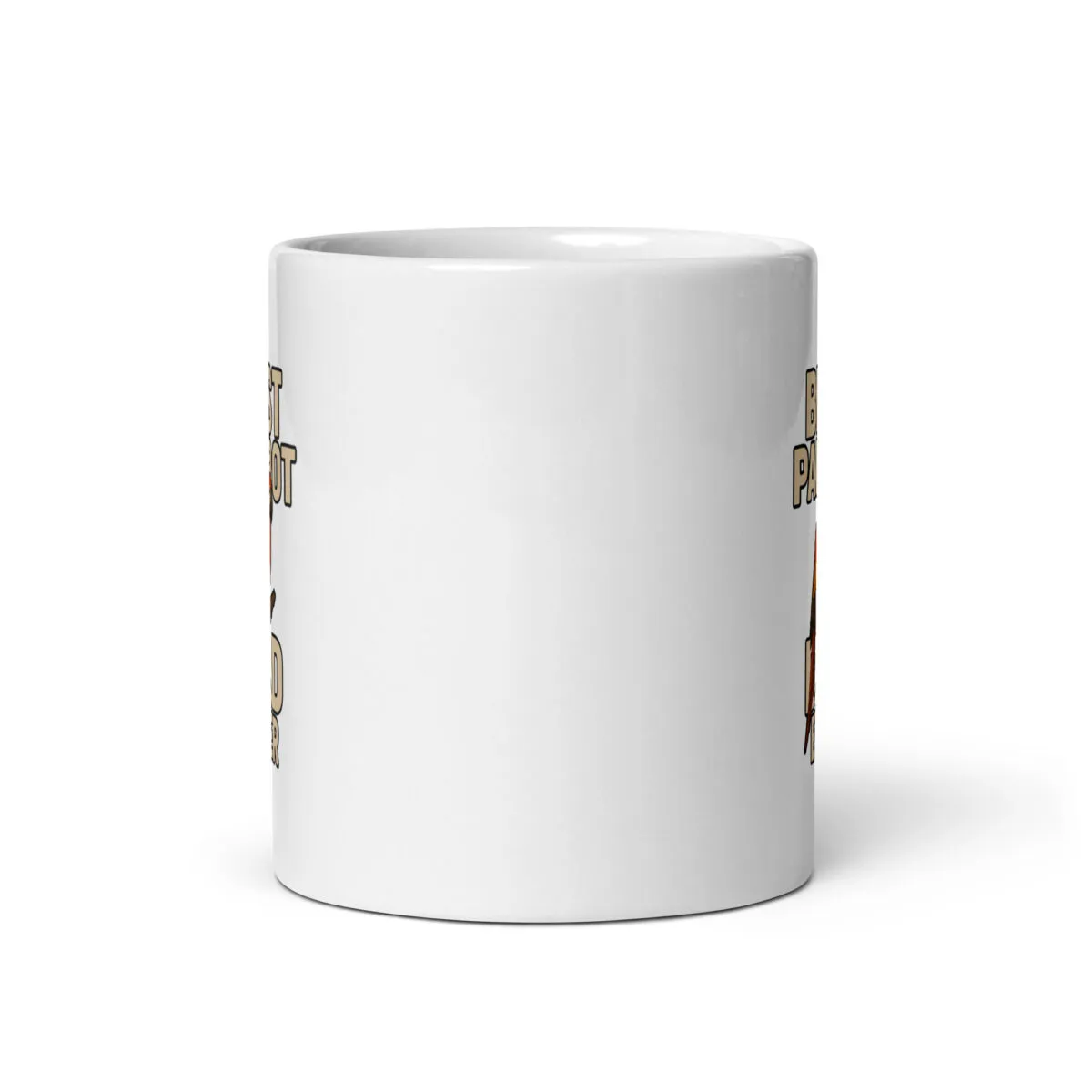 White mug with partial text and design
