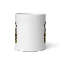 White mug with vintage motorcycle design