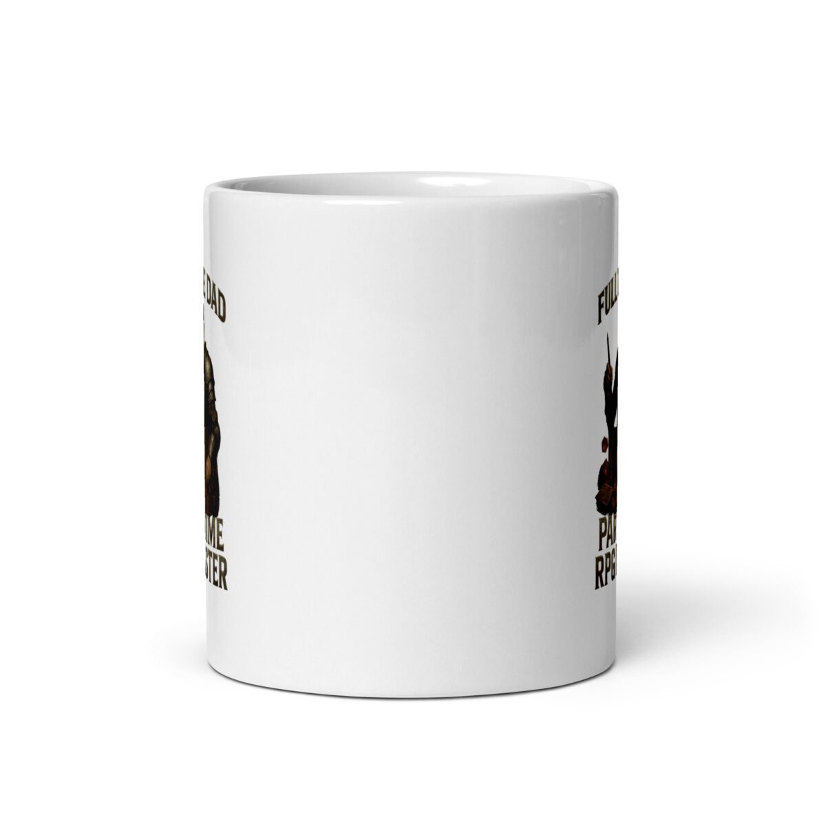 White mug with gamer design and text