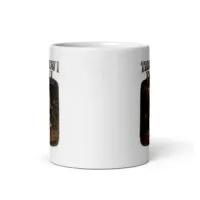 White mug with horse illustration and text