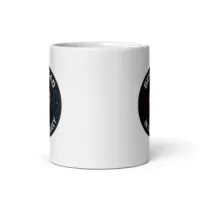 White mug with galaxy-themed graphic