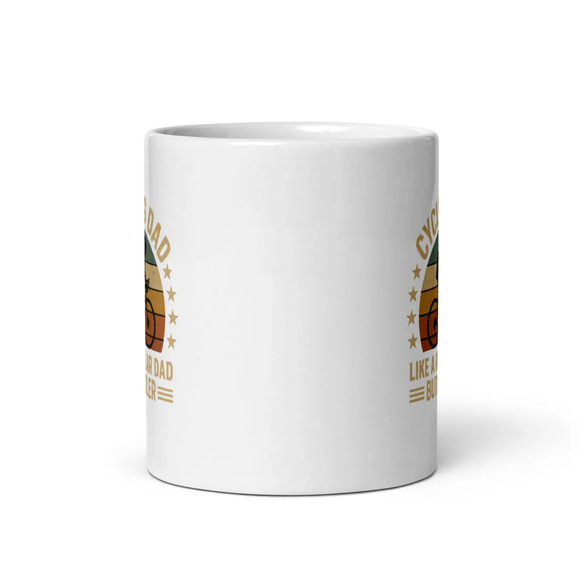 White mug with cycling dad design