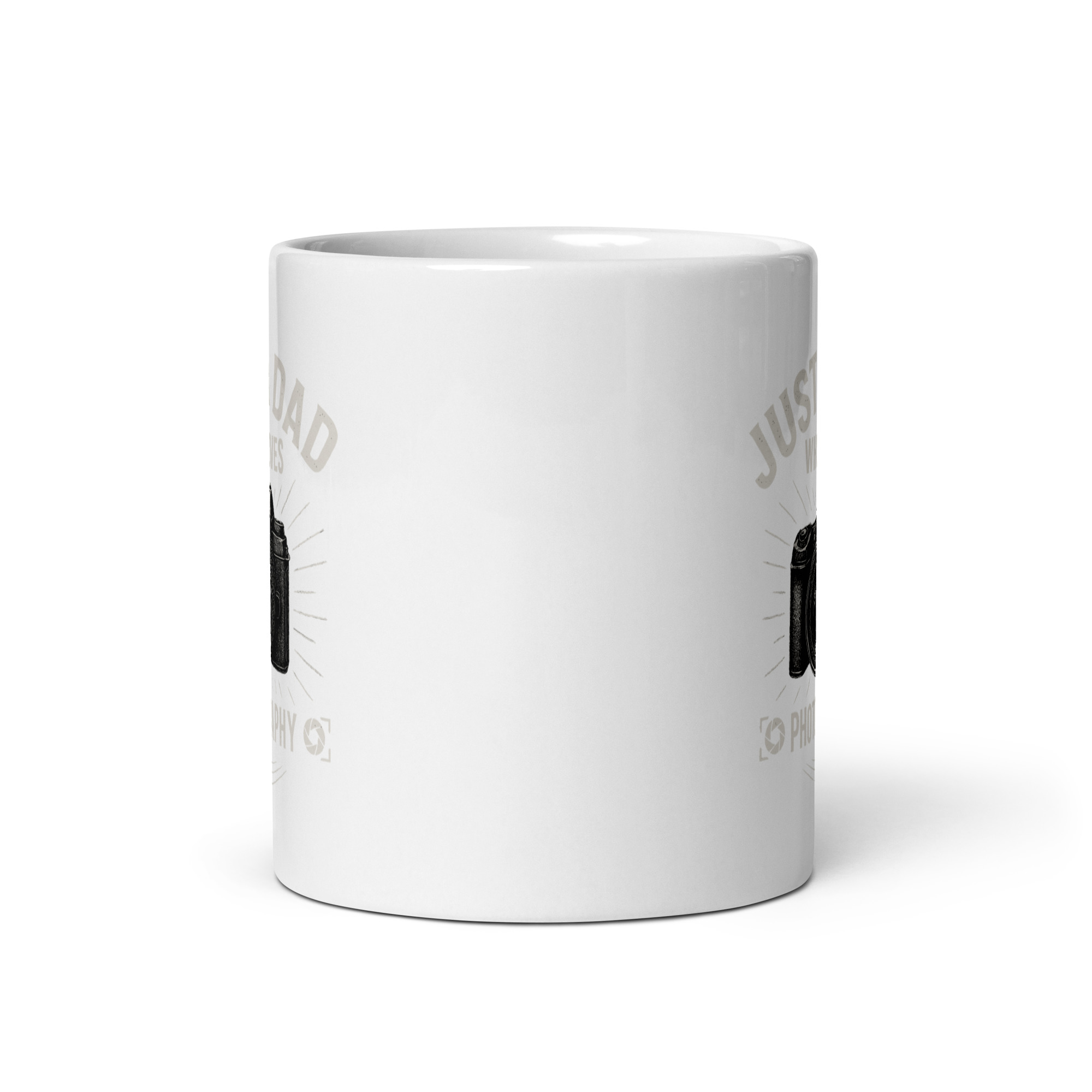 white-glossy-mug-white-11-oz-front-view-68f1da5acfe07.jpg Just a Dad Who Loves Photography Ceramic Mug - Image 3