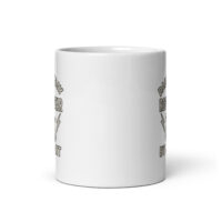 White mug with lightning bolt, rockstar design