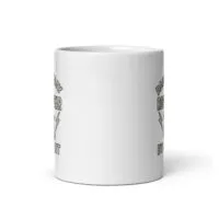 White mug with lightning bolt, rockstar design