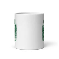 White mug with green intricate design