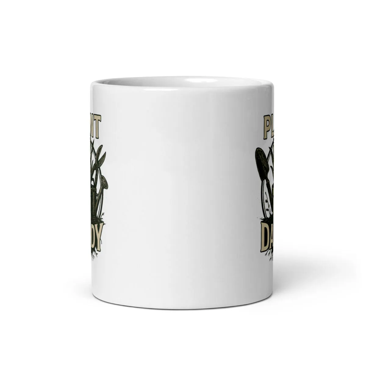 White mug with plant daddy design.