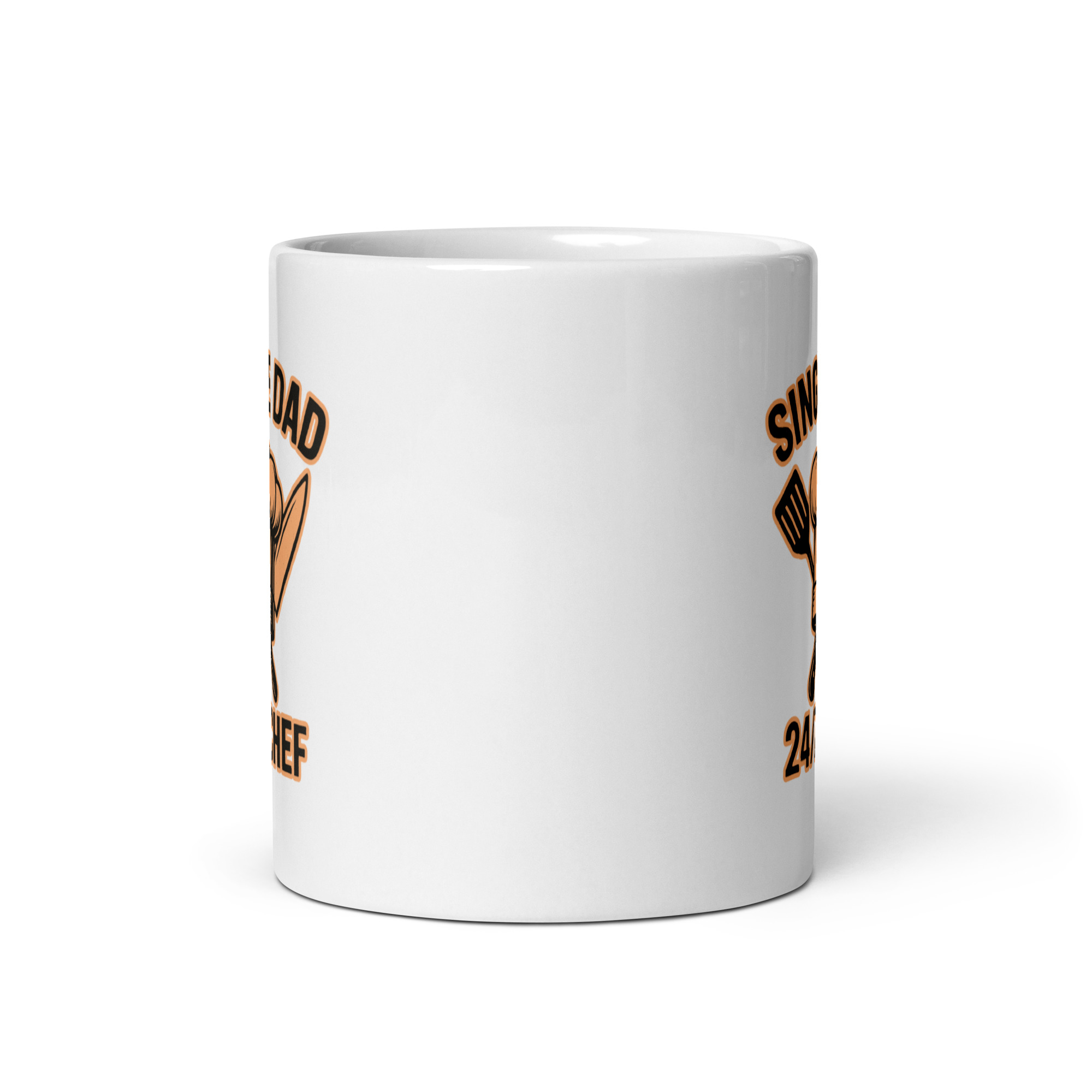 white-glossy-mug-white-11-oz-front-view-68f201bd65eb2.jpg White mug with spatula design and text.