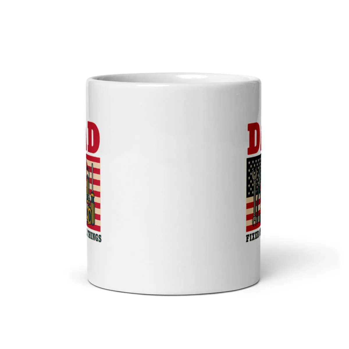 White mug with United States flag design