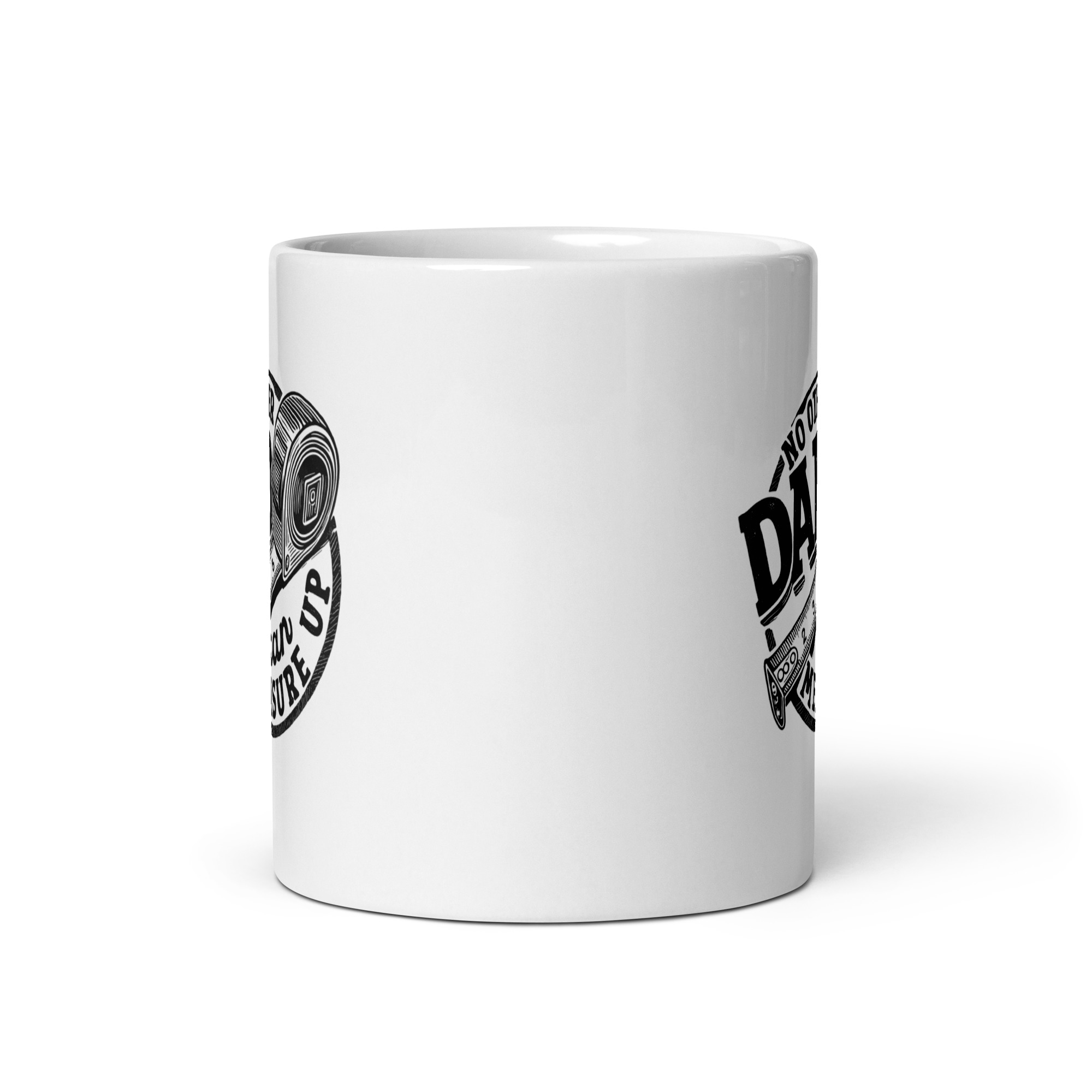 white-glossy-mug-white-11-oz-front-view-68f5bd9fdf65b.jpg White mug with humorous dad joke design.