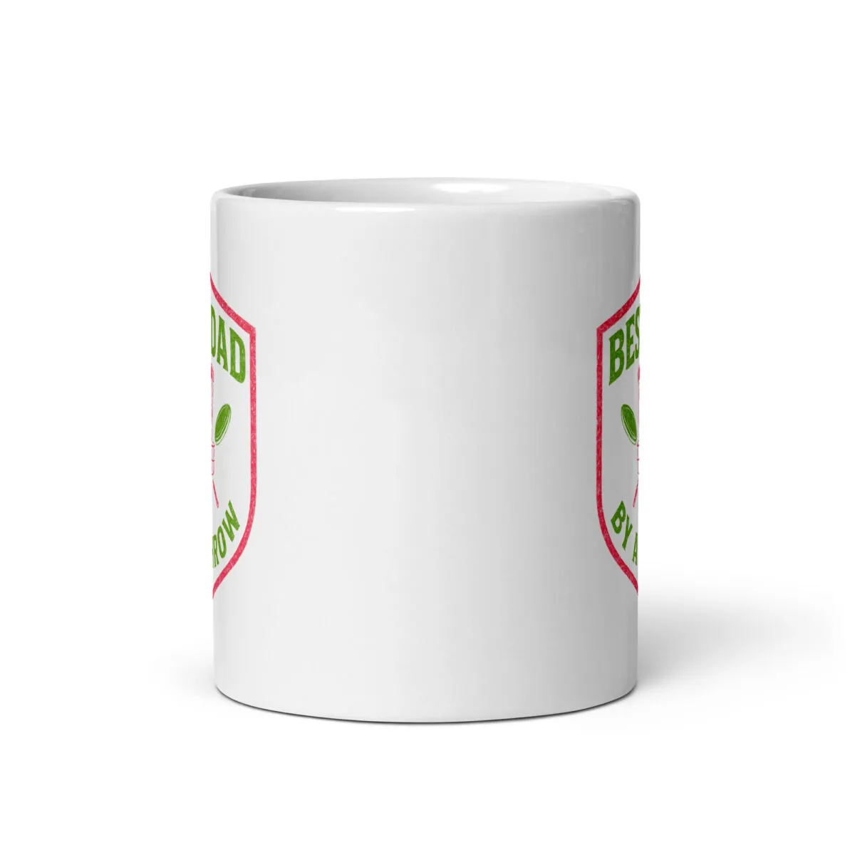 White mug with gardening squad graphic