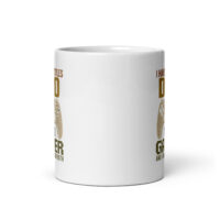 White mug with gamer dad design and text